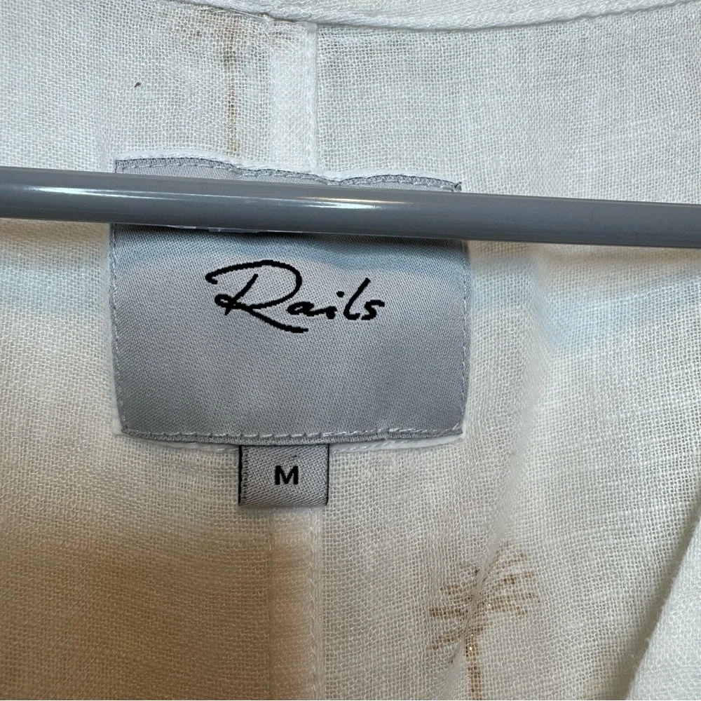 Rails Thea Golden Palms Tie Front Linen Blend Shirt Size Medium - Picture 3 of 8